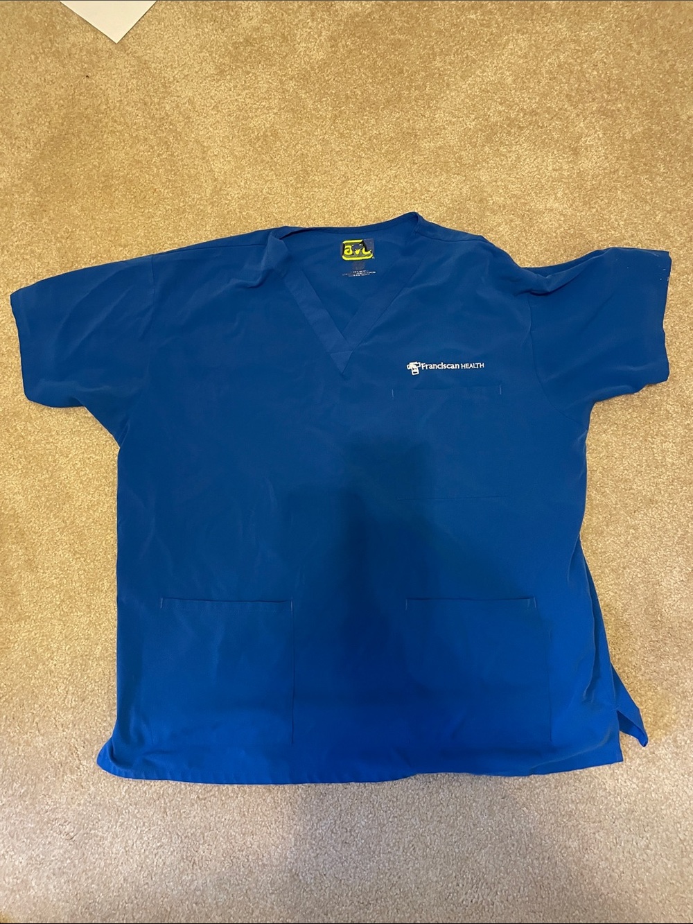 Franciscan Blue V-Neck Medical Scrub Top